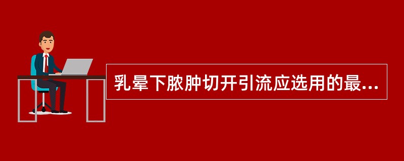 乳晕下脓肿切开引流应选用的最佳切口（）。