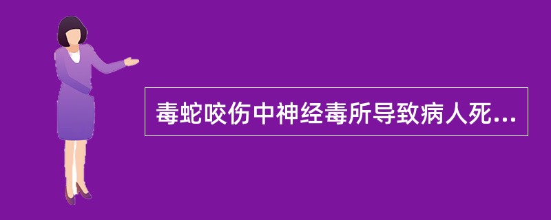 毒蛇咬伤中神经毒所导致病人死亡的主要原因（）。