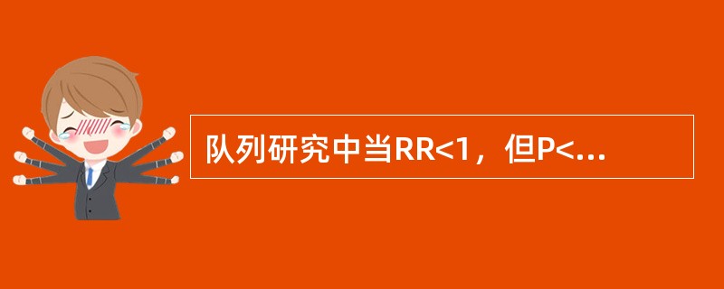 队列研究中当RR<1，但P<0．05时，下列解释哪项正确？（）