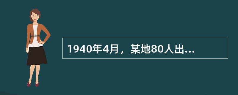1940年4月，某地80人出席了在教堂举行的晚餐，第二天有46人出现了恶心、呕吐