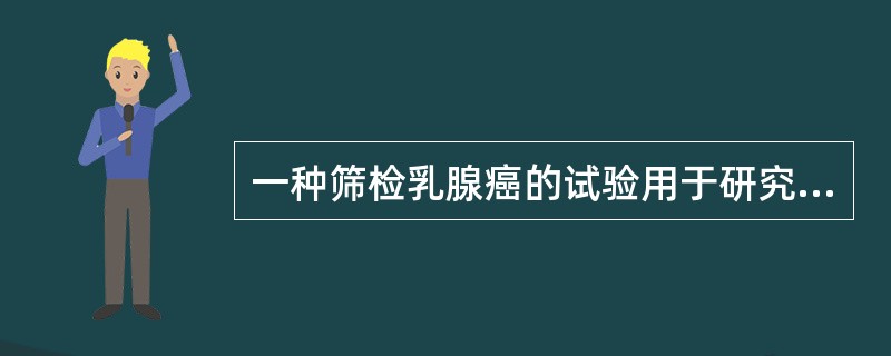 一种筛检乳腺癌的试验用于研究经病理检查证实患有乳腺癌的400例妇女和未患乳腺癌的