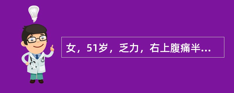 女，51岁，乏力，右上腹痛半个月。结合超声声像图，诊断为()