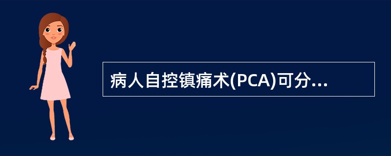 病人自控镇痛术(PCA)可分别进行静脉、硬膜外、皮下和神经鞘给药镇痛。