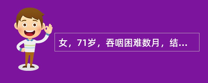 女，71岁，吞咽困难数月，结合图像，最可能的诊断为()