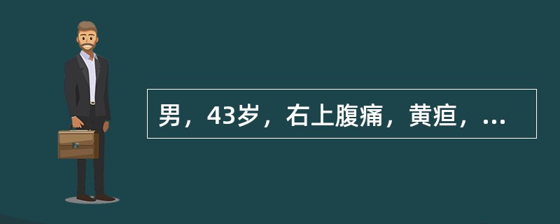 男，43岁，右上腹痛，黄疸，AFP阴性，消瘦乏力，影像检查如图，最可能的诊断为(