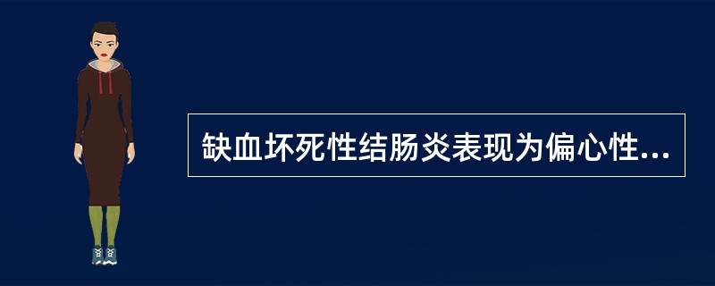 缺血坏死性结肠炎表现为偏心性狭窄，而结肠癌表现为向心性狭窄。