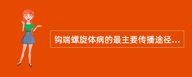 钩端螺旋体病的最主要传播途径是（）。