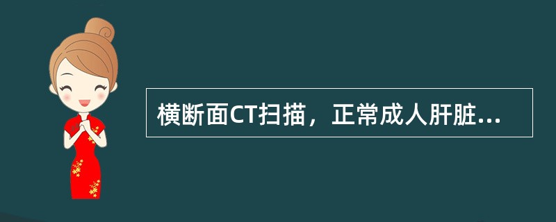 横断面CT扫描，正常成人肝脏上下径为()