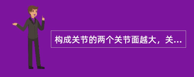 构成关节的两个关节面越大，关节的活动度越大。