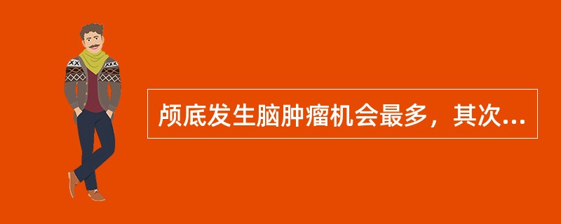 颅底发生脑肿瘤机会最多，其次为大脑半球、小脑，脑干。()