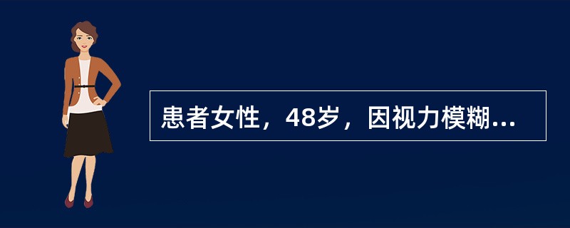 患者女性，48岁，因视力模糊、头痛伴恶心、腹痛和呕吐前来就诊。患者告知看见电灯泡