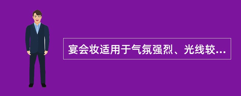 宴会妆适用于气氛强烈、光线较（）的环境。