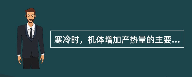 寒冷时，机体增加产热量的主要方式是（）