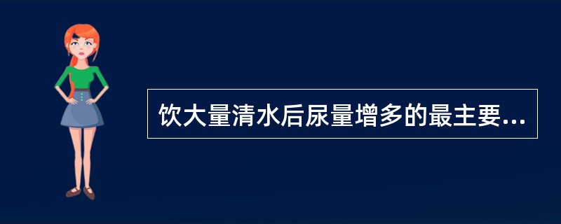 饮大量清水后尿量增多的最主要原因是（）