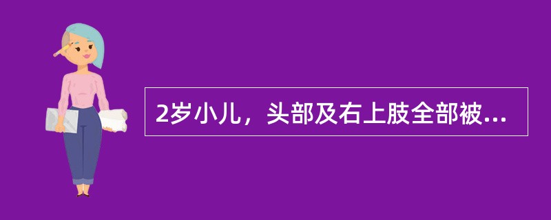 2岁小儿，头部及右上肢全部被开水烫伤，估计烧伤面积为（）。