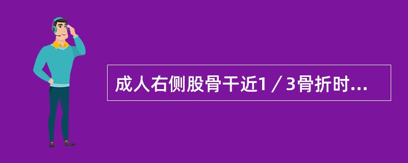 成人右侧股骨干近1／3骨折时近折段主要移位方式是（）。