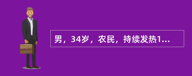 男，34岁，农民，持续发热13天，伴腹泻7天，大便稀，4～5次/天。4小时前突然