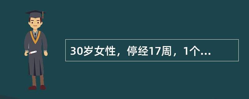 30岁女性，停经17周，1个月来间断少量阴道出血，腹部无明显压痛、反跳痛，子宫颈