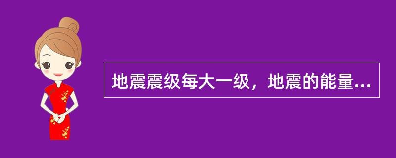 地震震级每大一级，地震的能量就会约30倍。