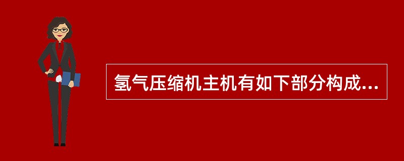 氢气压缩机主机有如下部分构成：曲轴箱、（）、曲轴、连杆、（）、活塞杆、活塞、（）