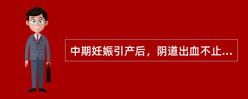 中期妊娠引产后，阴道出血不止，持续至今已5个多月，近1周咳血。妇科检查：子宫稍大