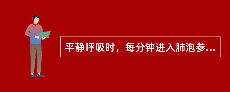 平静呼吸时，每分钟进入肺泡参与气体交换的气体量称为每分钟肺通气量。