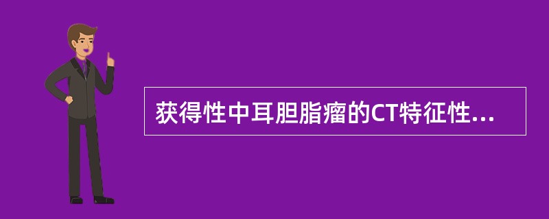 获得性中耳胆脂瘤的CT特征性表现为()