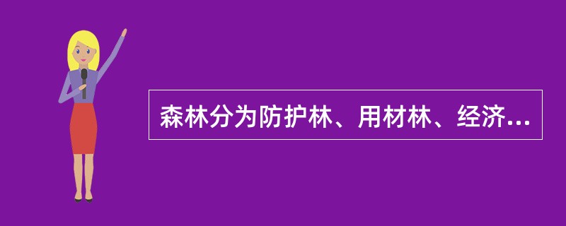 森林分为防护林、用材林、经济林、薪炭林、特种用途林五类。