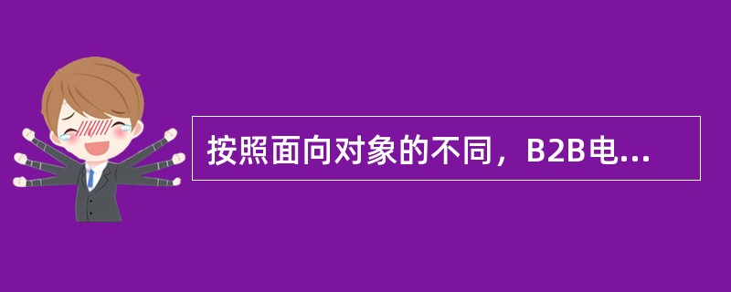 按照面向对象的不同，B2B电子商务模式可以分为面向制造业或面向商业的垂直B2B与