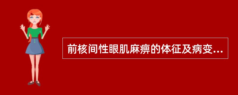 前核间性眼肌麻痹的体征及病变部位?