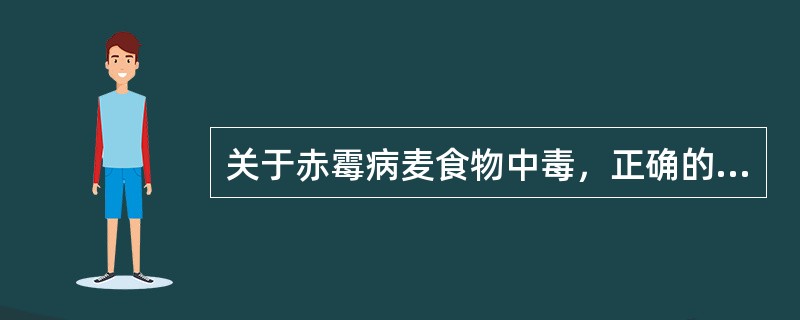 关于赤霉病麦食物中毒，正确的说法是