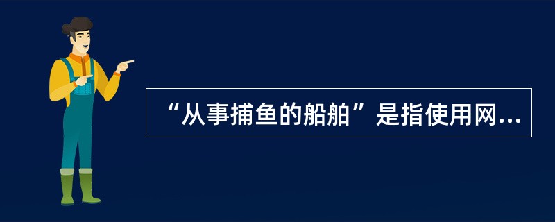 “从事捕鱼的船舶”是指使用网具、绳钓、拖网或其它（）的渔具从事捕鱼的船舶。