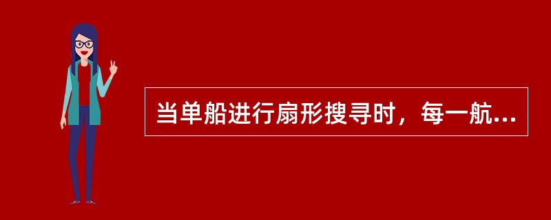 当单船进行扇形搜寻时，每一航向所搜寻的里程为（），这种搜寻方式适用于当搜寻目标的