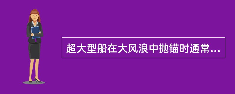 超大型船在大风浪中抛锚时通常采用：（）