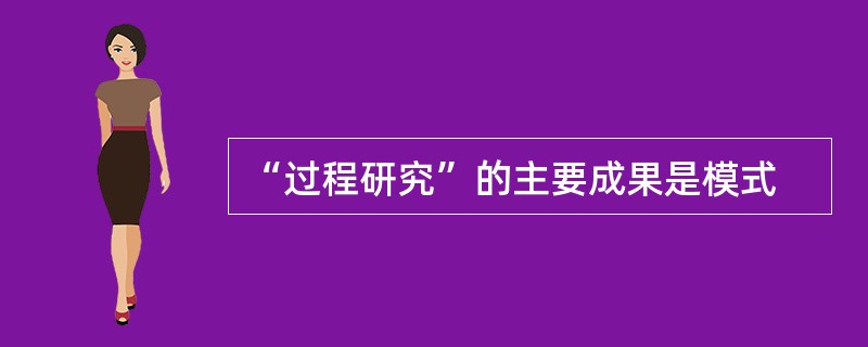 “过程研究”的主要成果是模式