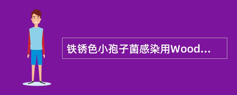 铁锈色小孢子菌感染用Wood灯照射后呈（）。