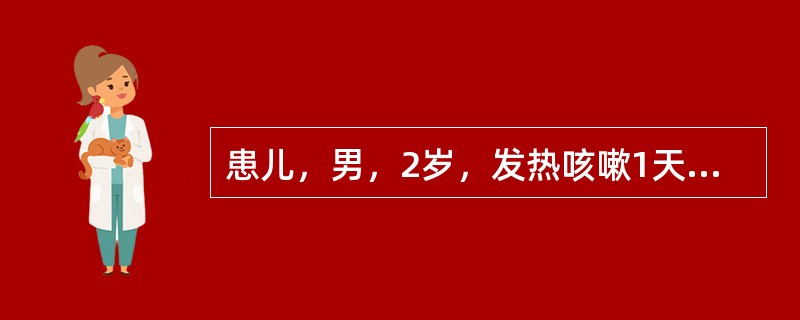 患儿，男，2岁，发热咳嗽1天，一般情况好，体温39.8℃，双肺散在细湿啰音，其首