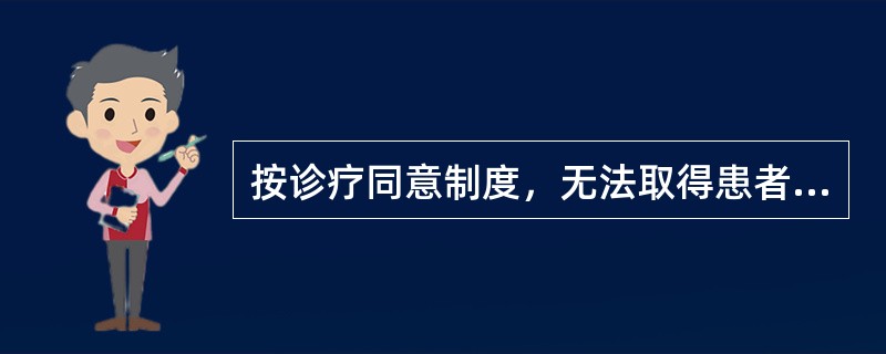 按诊疗同意制度，无法取得患者意见又无家属或者关系人在场，或者遇到其他特殊情况时，