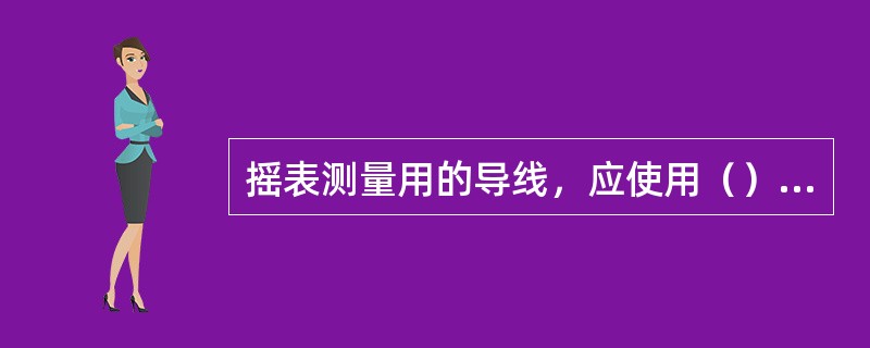 摇表测量用的导线，应使用（），其端部应（）。