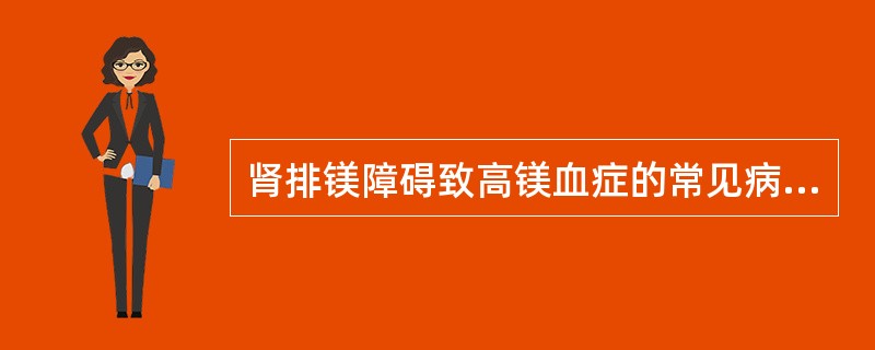 肾排镁障碍致高镁血症的常见病因是（）。