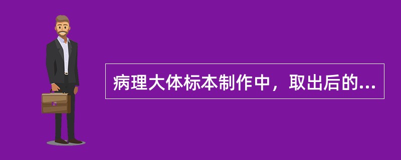 病理大体标本制作中，取出后的标本应及时固定，如果当时没有合适的固定液，可以应用的