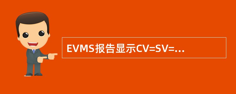 EVMS报告显示CV=SV=O，然而，由于遗漏了一个里程碑，整个项目将推迟。以下