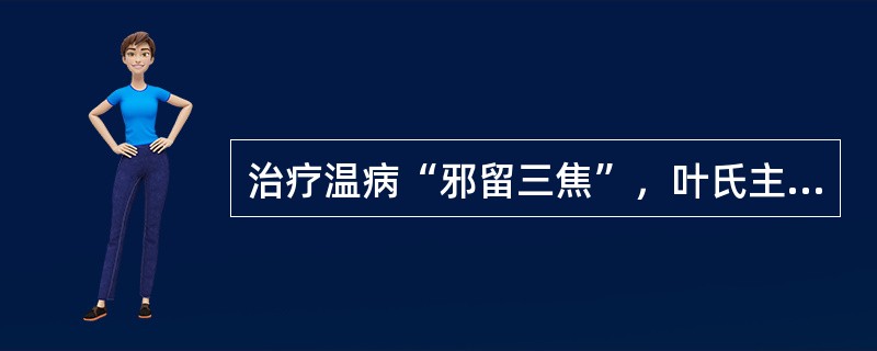 治疗温病“邪留三焦”，叶氏主张（）