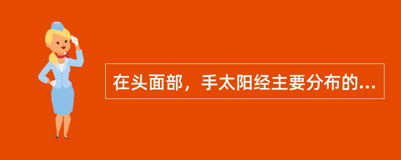 在头面部，手太阳经主要分布的部位是（）。