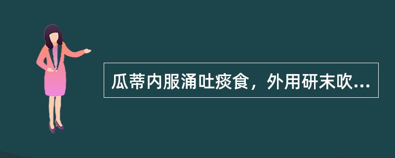 瓜蒂内服涌吐痰食，外用研末吹鼻又具有的功效是（）