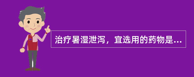 治疗暑湿泄泻，宜选用的药物是（）