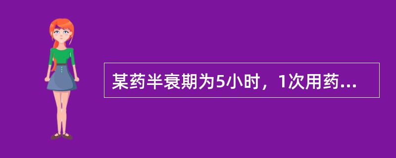 某药半衰期为5小时，1次用药后从体内基本消除（消除95%以上）的最短时间是（）。