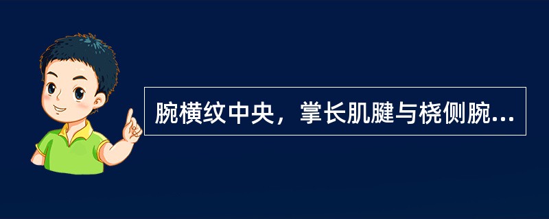 腕横纹中央，掌长肌腱与桡侧腕屈肌腱之间的穴位是（）。