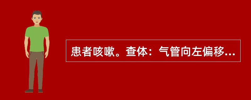 患者咳嗽。查体：气管向左偏移，右侧胸廓较左侧饱满，叩诊出现鼓音。应首先考虑的是（