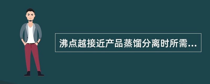 沸点越接近产品蒸馏分离时所需塔板数越（）。